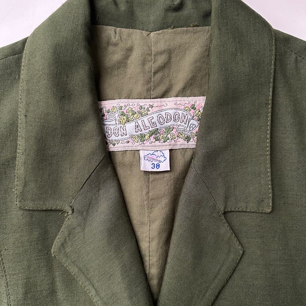 Don Algodon Vintage 90s‎ Madrid Spain Cotton Blazer Olive women 38 - Picture 3 of 7